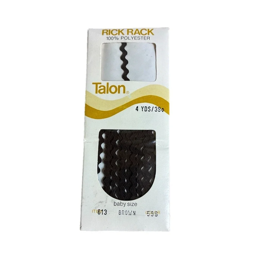 Talon Rick‎ Rack Baby Size Brown 4 Yards Polyester Vintage 1973 NEW
